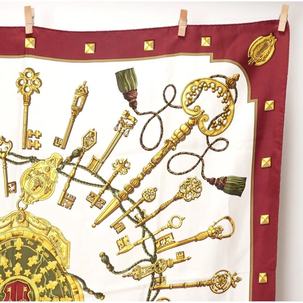 Vintage Hermès Carré 90 “Les Clés” Silk Scarf Made in France Hermes Les Cles - Picture 12 of 16
